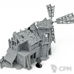 Описание картинки Разрушенный Дом-Мельница - Фэнтези Террейн от Terrain Print по цене 1 950руб | Свободный Рынок Миниатюр - СРМ