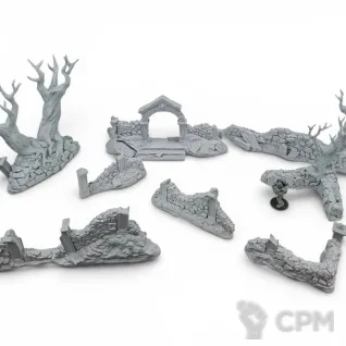Описание картинки Стены Кладбища - Фэнтези Террейн, Shadowfey Ruins от Terrain Print по цене 1 800руб | Свободный Рынок Миниатюр - СРМ