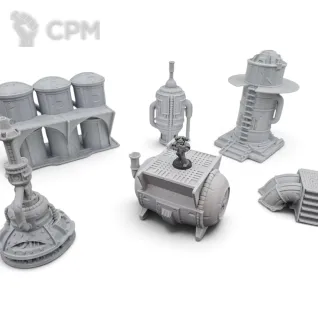 Описание картинки Индустриальный Сектор - Sci-Fi Террейн от Terrain Print по цене 2 400руб | Свободный Рынок Миниатюр - СРМ