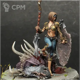 Описание картинки Dragon Huntress от OldHammer Мастерская по цене 500руб | Свободный Рынок Миниатюр - СРМ