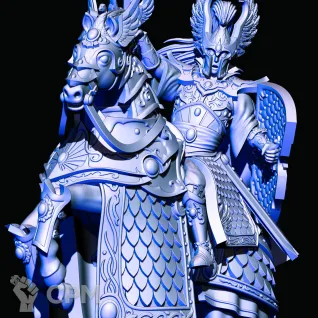 Описание картинки High Elves Mounted Lord with hand weapon and shield от Магазин Альфария по цене 220руб | Свободный Рынок Миниатюр - СРМ
