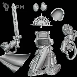 Описание картинки Captain in Terminator Armour 7E от Surreal Factory по цене 220руб | Свободный Рынок Миниатюр - СРМ