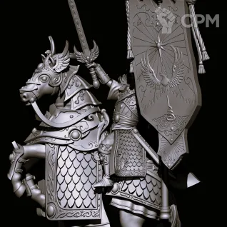 Описание картинки High Elves mounted Banner standard bearer от Магазин Альфария по цене 220руб | Свободный Рынок Миниатюр - СРМ