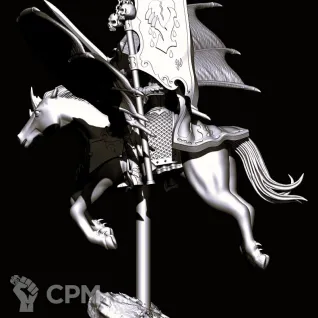 Описание картинки Dark elves Banner standard bearer on nightmare  pegasus от Магазин Альфария по цене 350руб | Свободный Рынок Миниатюр - СРМ