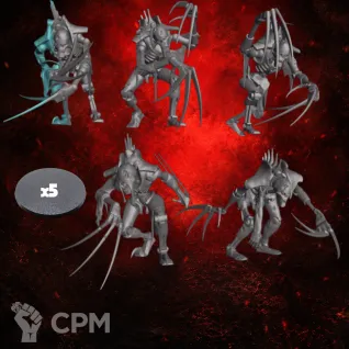 Описание картинки Flayed Ones Necrons Warhammer 40K, набор миниатюр Некроны, 5 фигурок для настольного варге от 3DSprint по цене 750руб | Свободный Рынок Миниатюр - СРМ