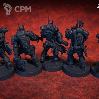 Описание картинки Миниатюры Warhammer 40K Space Wolves, набор 5 шт + подставки, собранные и грунтованные от 3DSprint по цене 888руб | Свободный Рынок Миниатюр - СРМ