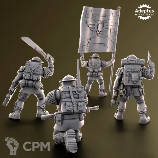 Описание картинки Command squad Sunclaw Regiment от Zakat-3D по цене 320руб | Свободный Рынок Миниатюр - СРМ