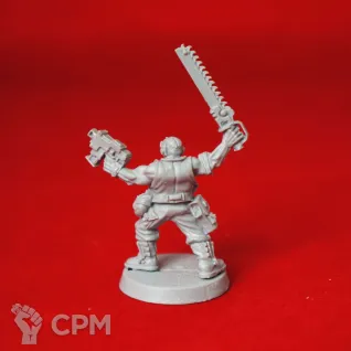 Описание картинки Catachan Officer with Chainsword от Hellraiser по цене 200руб | Свободный Рынок Миниатюр - СРМ