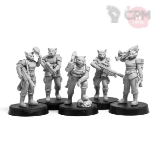 Описание картинки Комплект моделей "Catfolk Squad" от Артель W по цене 2 550руб | Свободный Рынок Миниатюр - СРМ