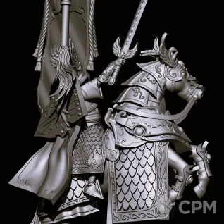 Описание картинки High Elves mounted Banner standard bearer от Магазин Альфария по цене 220руб | Свободный Рынок Миниатюр - СРМ