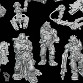 Описание картинки Techmarine with Servitors от Surreal Factory по цене 750руб | Свободный Рынок Миниатюр - СРМ