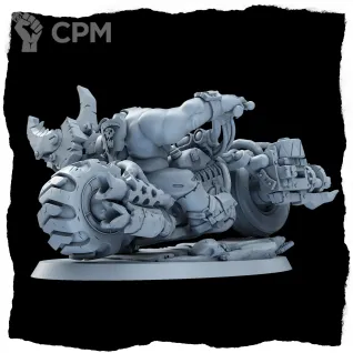 Описание картинки Миниатюра Орк Босс, Warboss on Warbike от Brother Ork по цене 1 730руб | Свободный Рынок Миниатюр - СРМ