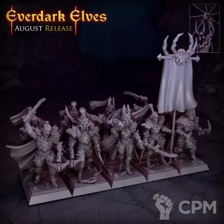 Описание картинки Dark elves regiment от Barduck Miniatures по цене 1 632руб | Свободный Рынок Миниатюр - СРМ