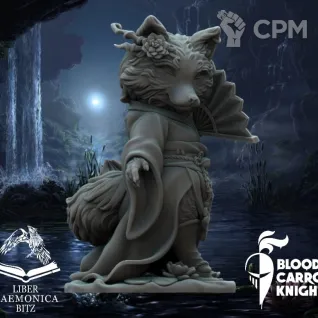 Описание картинки Кицунэ | Коллекционная миниатюра 70 мм от Blood Carrot Knights по цене 1 350руб | Свободный Рынок Миниатюр - СРМ