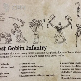 Описание картинки G-05  Forest Goblin Infantry (hard-plastic) от Base 28 по цене 3 036руб | Свободный Рынок Миниатюр - СРМ