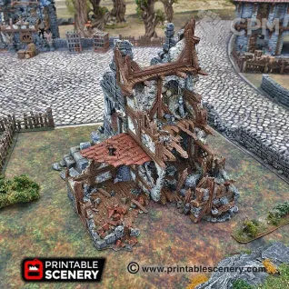 Описание картинки Руины военного коттеджа от 3D Wargaming по цене 2 160руб | Свободный Рынок Миниатюр - СРМ
