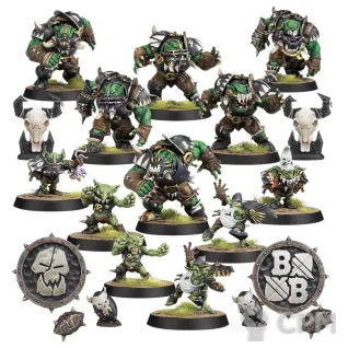 Описание картинки Black Orc Blood Bowl Team: The Thunder Valley Gree от Mechanikus Forge по цене 1 400руб | Свободный Рынок Миниатюр - СРМ