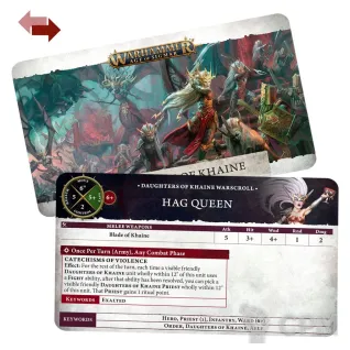 Описание картинки WARSCROLL CARDS: DAUGHTERS OF KHAINE на английском языке от Дауран по цене 2 750руб | Свободный Рынок Миниатюр - СРМ