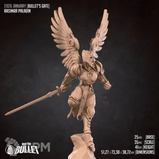 Описание картинки Aasimar Paladin от PocketSized Prints по цене 250руб | Свободный Рынок Миниатюр - СРМ
