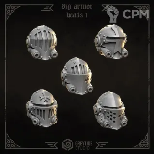 Описание картинки Black Templars - Big armor heads 1 от Мастерская террейна по цене 150руб | Свободный Рынок Миниатюр - СРМ