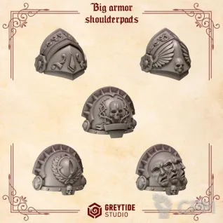 Описание картинки Blood Angels - Big armor shoulderpads от Мастерская террейна по цене 150руб | Свободный Рынок Миниатюр - СРМ