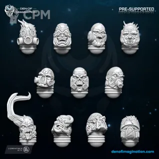 Описание картинки Plague Sons Head set от PocketSized Prints по цене 225руб | Свободный Рынок Миниатюр - СРМ