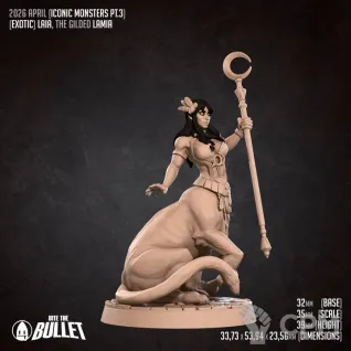 Описание картинки Laia, the Gilded Lamia от PocketSized Prints по цене 450руб | Свободный Рынок Миниатюр - СРМ