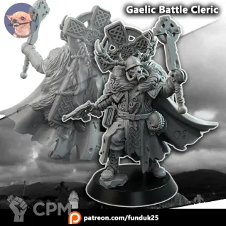 Описание картинки Gaelic Battle Cleric от PocketSized Prints по цене 250руб | Свободный Рынок Миниатюр - СРМ