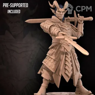 Описание картинки Tiefling Oathbreaker Paladin от PocketSized Prints по цене 200руб | Свободный Рынок Миниатюр - СРМ