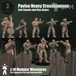 Описание картинки Pavise Heavy Crossbowmen от PocketSized Prints по цене 1 600руб | Свободный Рынок Миниатюр - СРМ
