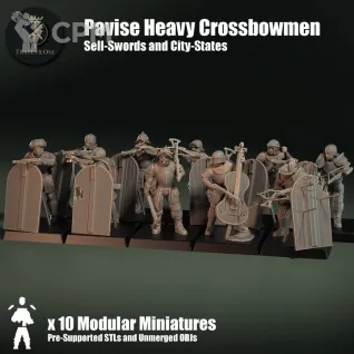 Описание картинки Pavise Heavy Crossbowmen от PocketSized Prints по цене 1 600руб | Свободный Рынок Миниатюр - СРМ
