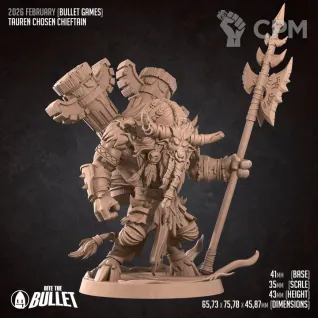 Описание картинки Tauren Chosen Chieftain от PocketSized Prints по цене 250руб | Свободный Рынок Миниатюр - СРМ