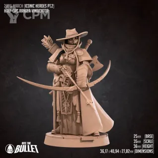 Описание картинки Half-Orc Ranger Vindicator от PocketSized Prints по цене 200руб | Свободный Рынок Миниатюр - СРМ