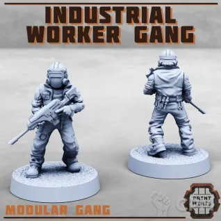 Описание картинки Industrial Worker Gang от PocketSized Prints по цене 1 400руб | Свободный Рынок Миниатюр - СРМ
