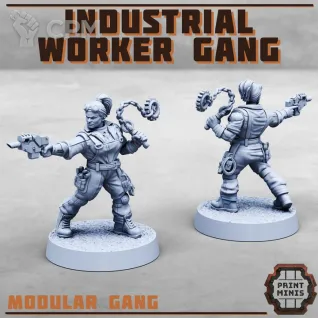 Описание картинки Industrial Worker Gang от PocketSized Prints по цене 1 400руб | Свободный Рынок Миниатюр - СРМ