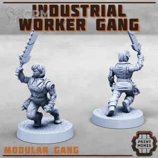 Описание картинки Industrial Worker Gang от PocketSized Prints по цене 1 400руб | Свободный Рынок Миниатюр - СРМ