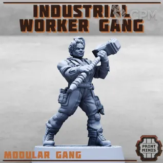 Описание картинки Industrial Worker Gang от PocketSized Prints по цене 1 400руб | Свободный Рынок Миниатюр - СРМ