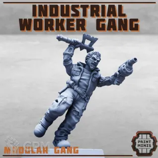 Описание картинки Industrial Worker Gang от PocketSized Prints по цене 1 400руб | Свободный Рынок Миниатюр - СРМ
