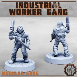 Описание картинки Industrial Worker Gang от PocketSized Prints по цене 1 400руб | Свободный Рынок Миниатюр - СРМ