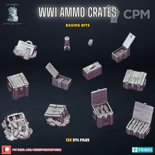 Описание картинки WW1 Ammunition Crates - Trench Warfare Basing Bits от PocketSized Prints по цене 300руб | Свободный Рынок Миниатюр - СРМ