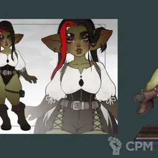 Описание картинки Гоблинша пиратка Angy The Goblin 1-24 масштаб от ChurcHehe 3d print по цене 750руб | Свободный Рынок Миниатюр - СРМ