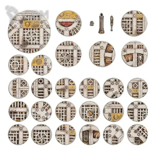 Описание картинки Набор подставок Warhammer 40000 Sector Mechanicus Industrial Bases от Дауран по цене 3 500руб | Свободный Рынок Миниатюр - СРМ