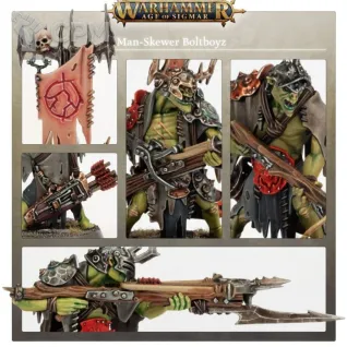 Описание картинки Набор миниатюр Warhammer Age of Sigmar Orrukk Warclans Man-Skewer Boltboyz от Дауран по цене 4 700руб | Свободный Рынок Миниатюр - СРМ