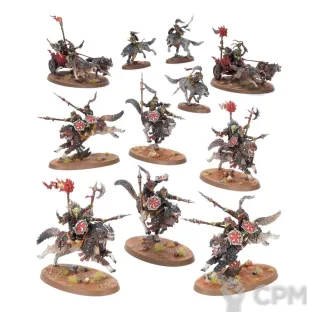 Описание картинки Набор миниатюр Warhammer Age of Sigmar SPEARHEAD GLOOMSPITE GITZ: SNARLPACK HUNTAZ от Дауран по цене 12 500руб | Свободный Рынок Миниатюр - СРМ