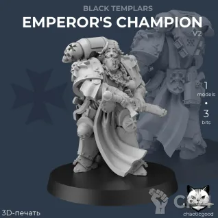 Описание картинки Black Templars Emperor's Champion v2 от  по цене 200руб | Свободный Рынок Миниатюр - СРМ