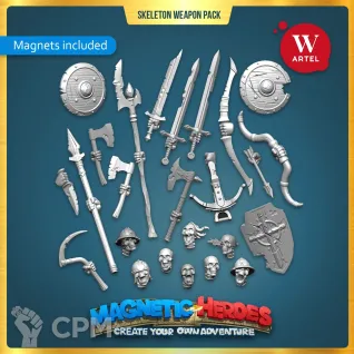 Описание картинки Части для миниатюр Skeleton Weapon Pack от Артель W по цене 1 000руб | Свободный Рынок Миниатюр - СРМ