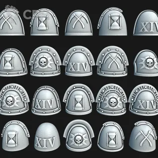 Описание картинки Death Guard Shoulderpads от Хижина Мопса по цене 900руб | Свободный Рынок Миниатюр - СРМ