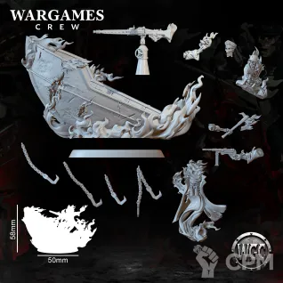 Описание картинки Burning Wraith-Barge от PocketSized Prints по цене 1 900руб | Свободный Рынок Миниатюр - СРМ
