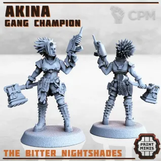 Описание картинки Акина, чемпион банды (Некромунда) от Балконный принтер по цене 450руб | Свободный Рынок Миниатюр - СРМ