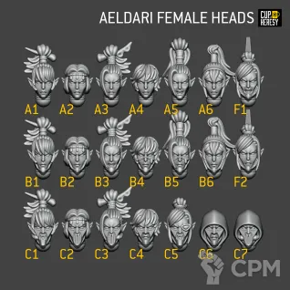 Описание картинки Aeldari Female Heads от Cup of Heresy по цене 10руб | Свободный Рынок Миниатюр - СРМ
